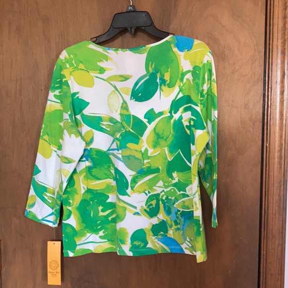 3/$45 Ruby Rd top abstract painterly floral print top w stretch casual office LP - Picture 7 of 17
